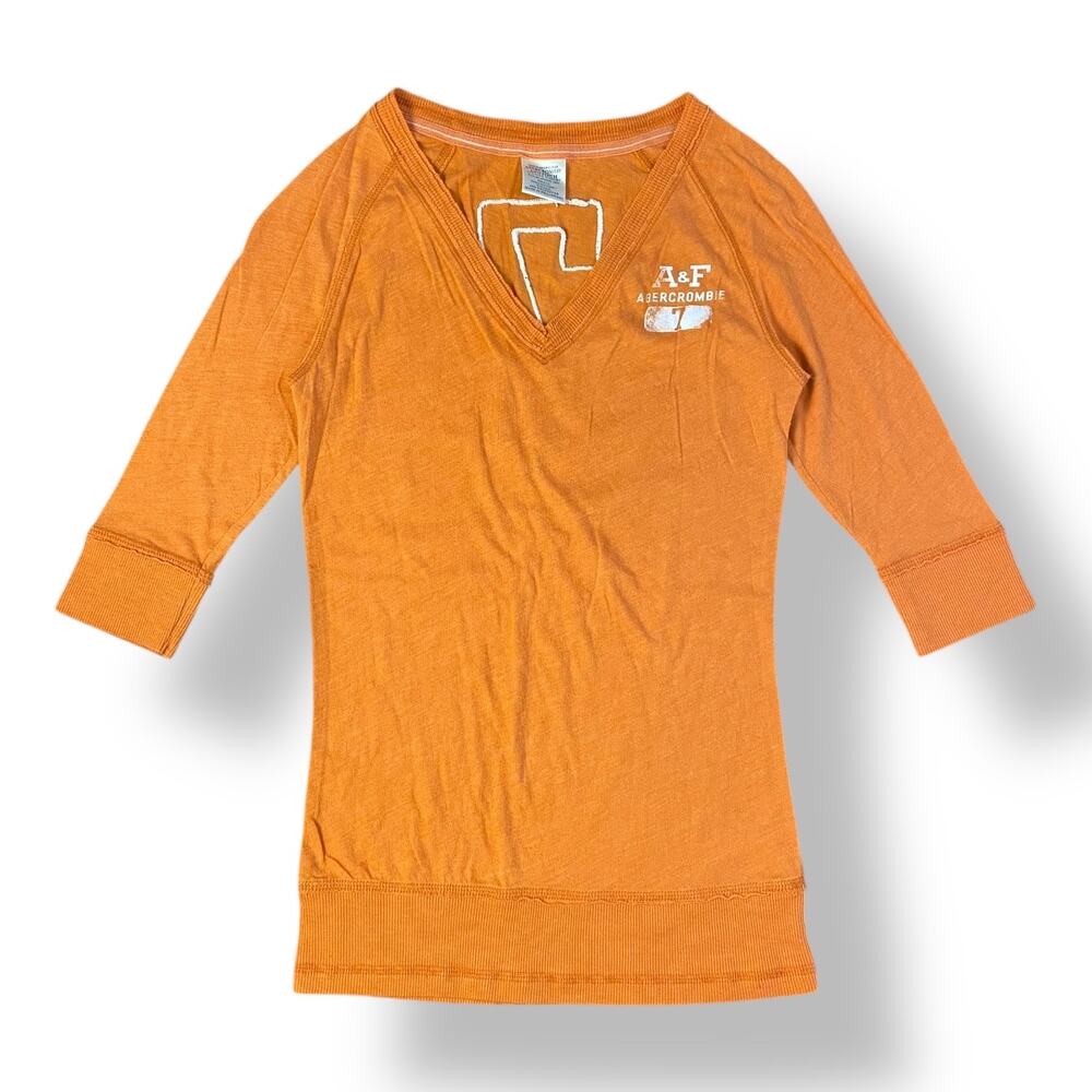 Abercrombie‎ & Fitch Vintage Y2K 3/4 Sleeve Sweater Womens Size S Orange